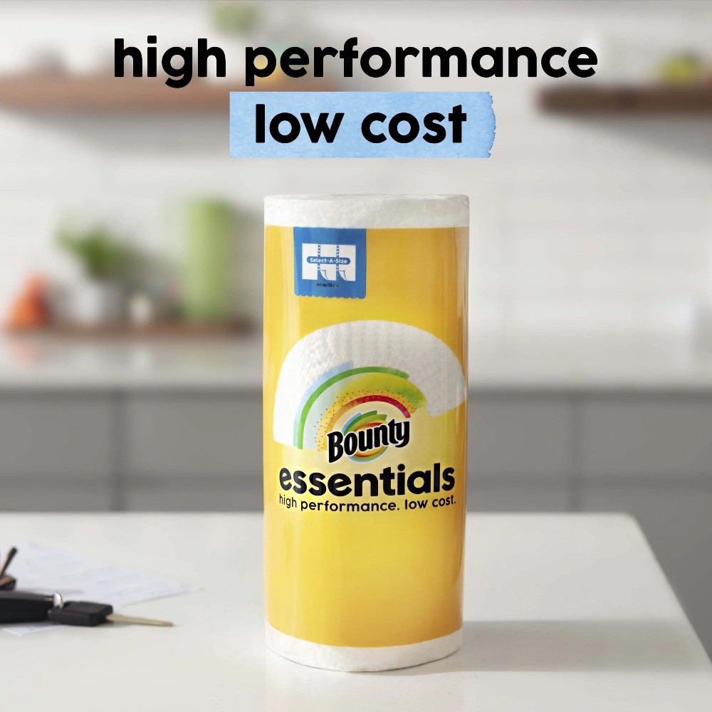 Essentials Select-A-Size Paper Towels, 6 Double Rolls,White,108 Sheets Per Roll