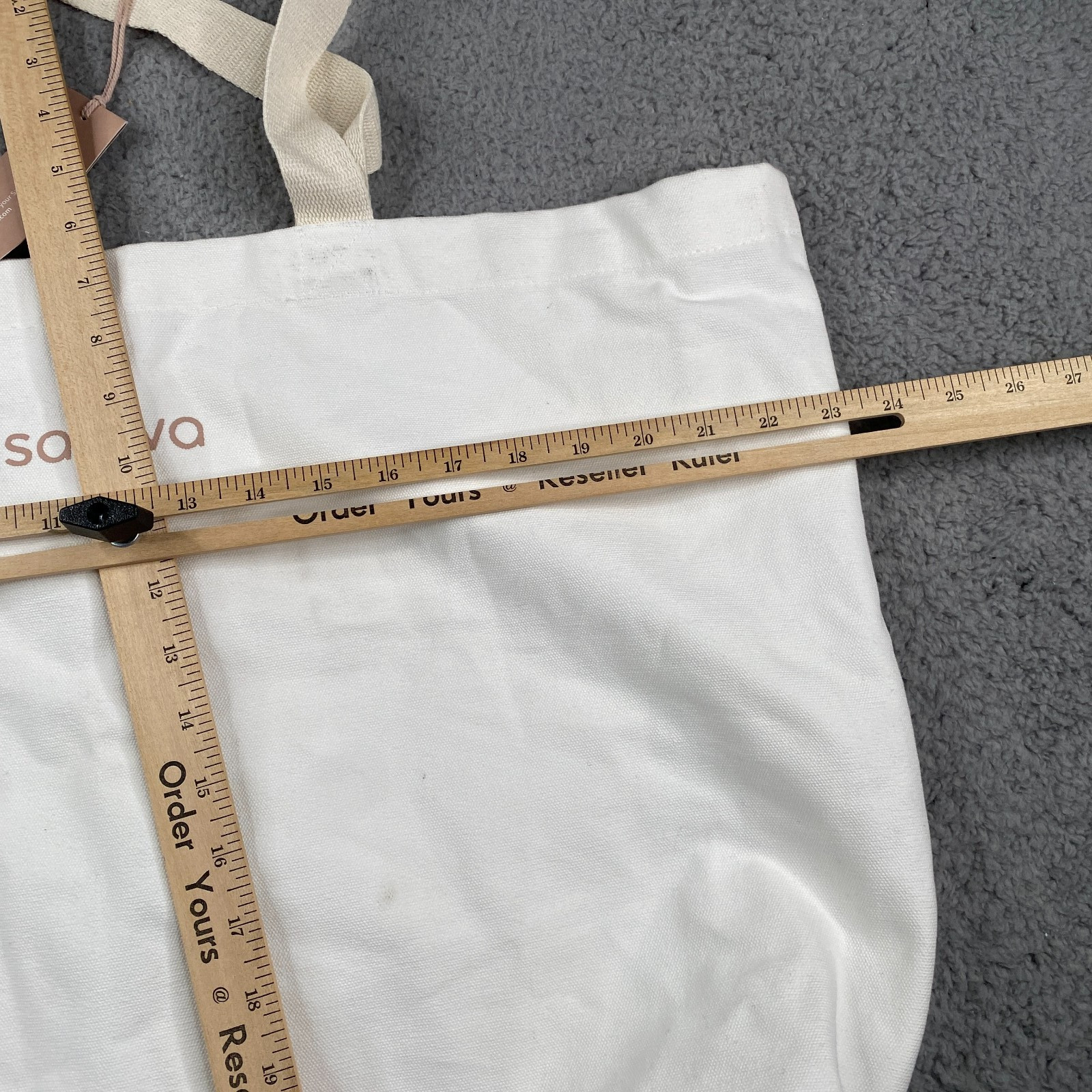 Saatva Tote Canvas Bag White Organic Cotton 18x23in NEW NWT