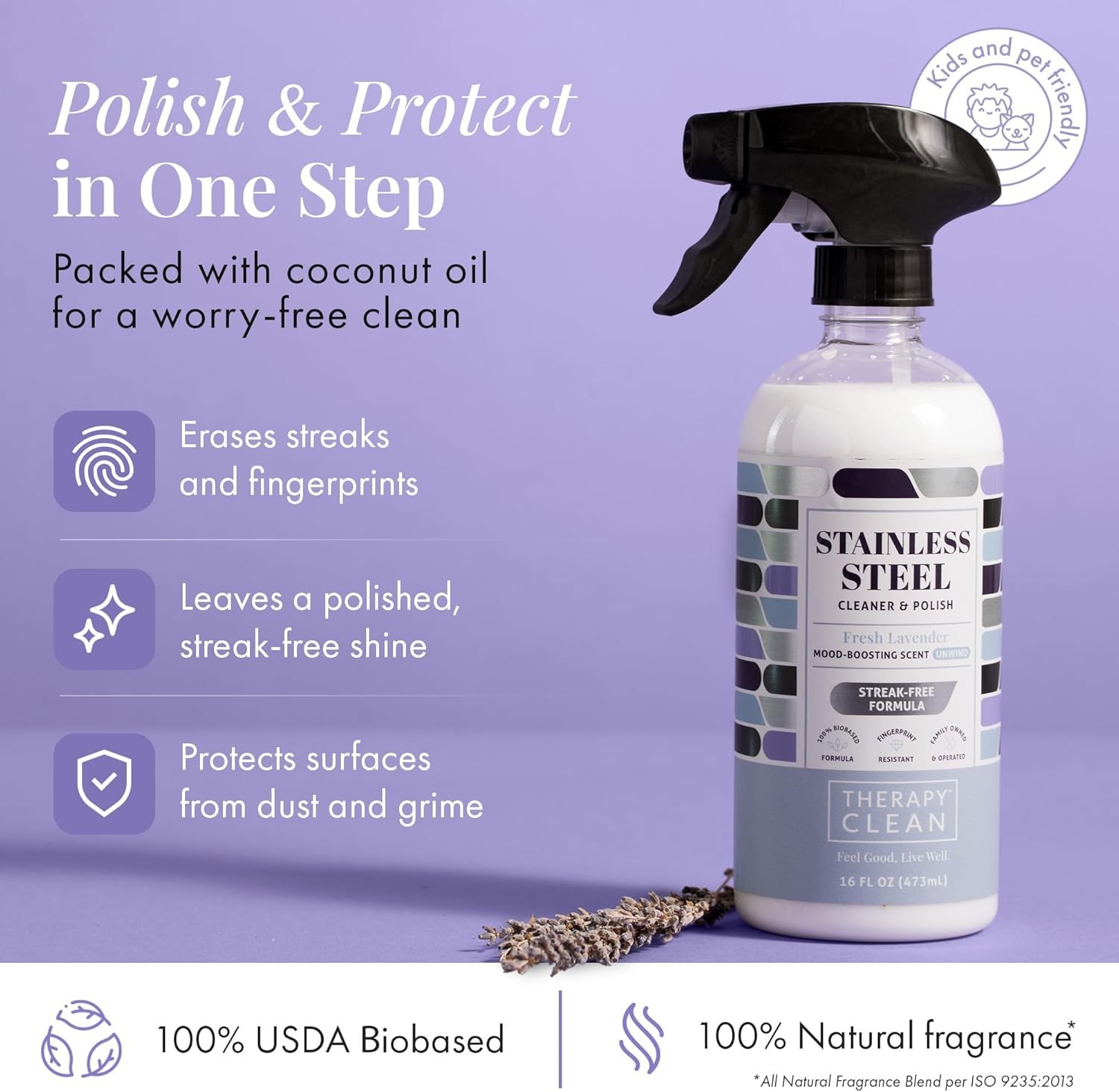 Therapy Lavender Stainless Cleaner Polish Spray