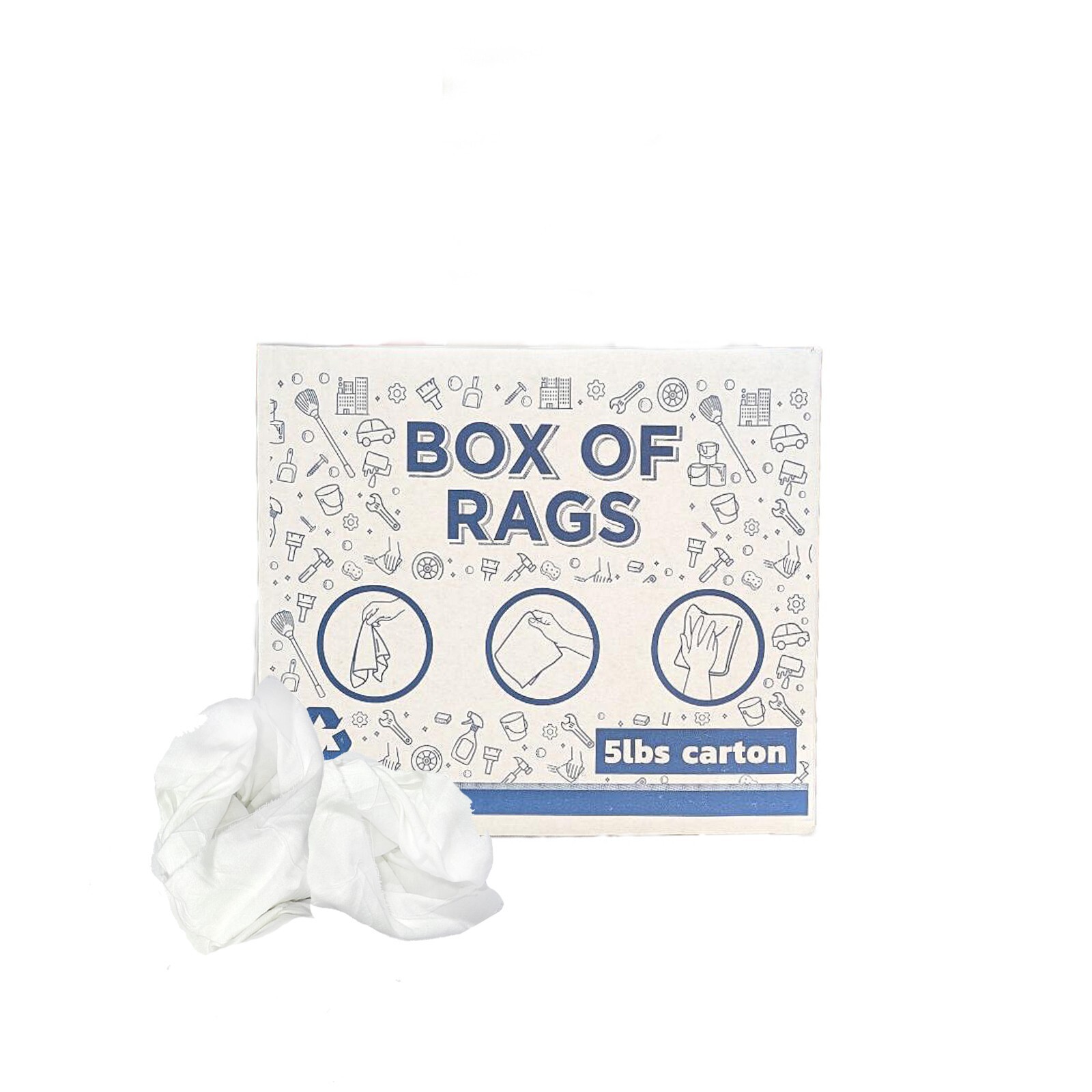 White Cotton Rags 15×15″ Recycled Sheeting Wipes Shop home Garage Towels – Boxes