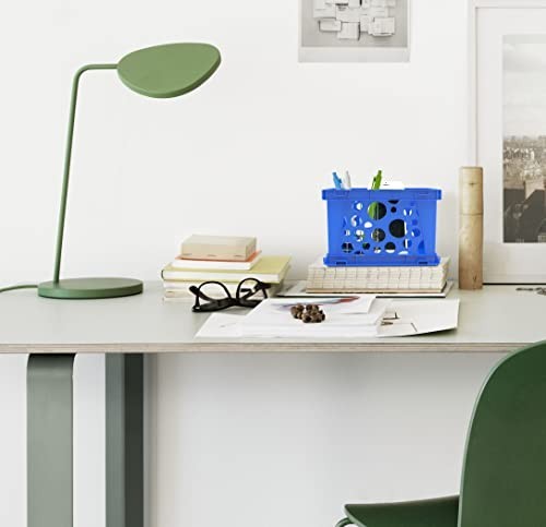 Stackable Storage Crates Mini Desktop Organization 9×7.75×6 Inches School Blue