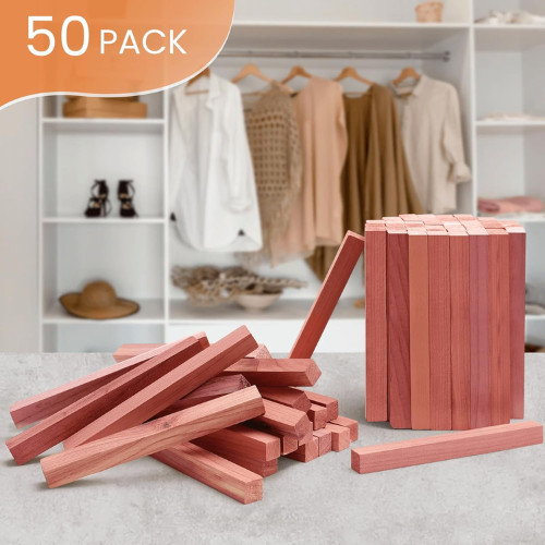 Cedar Blocks for Clothes Storage, 50Pcs Cedar Sticks, Aromatic Red Cedar