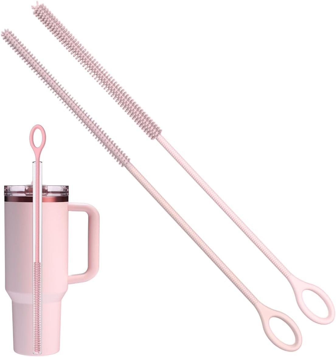 2Pcs Silicone Straw Cleaner Brush, 9.84In Reusable Straw Cleaner with Bendable S