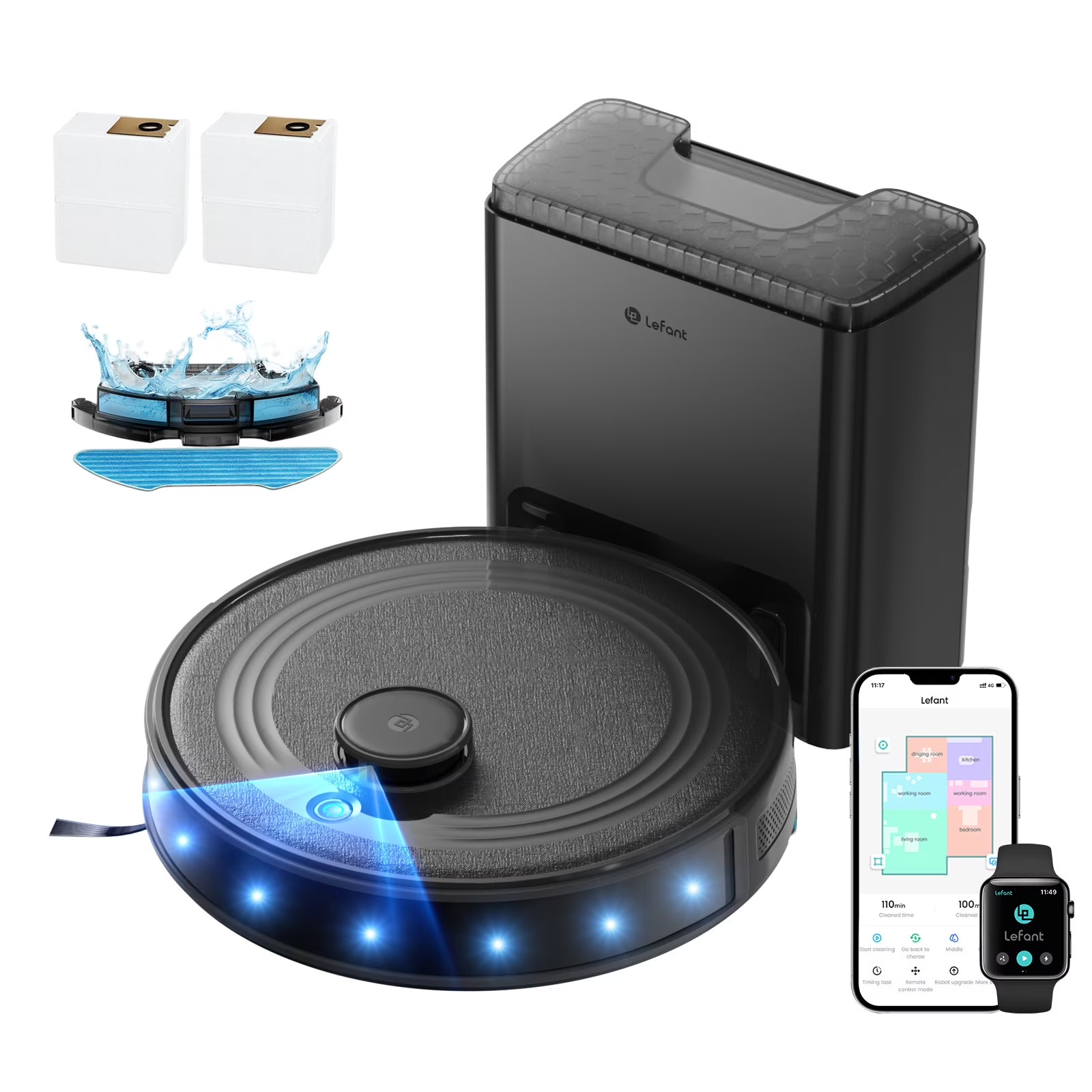 Robot Vacuum & Mop M2 Plus Lidar, 7000Pa Suction, Self-Emptying, Multi-Floor
