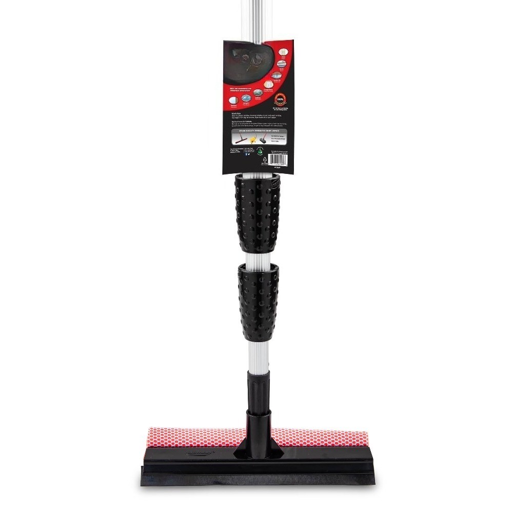 Black and Red Telescopic Window Washer Squeegee