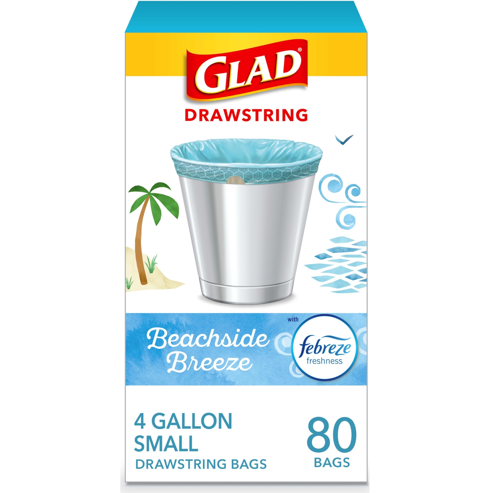 Glad 4 Gallon Drawstring Trash Bags 80 Count Blue Febreze Freshness Odor Control