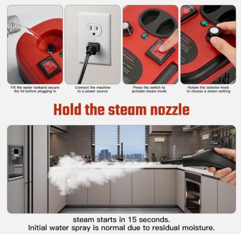 2500W Handheld Steam Cleaner Car Detailing Cleaning Machine Auto Washer 1Set