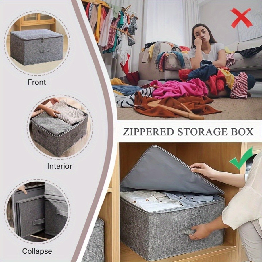 4pcs, Extra-large Foldable Cationic Storage Box, Waterproof Storage