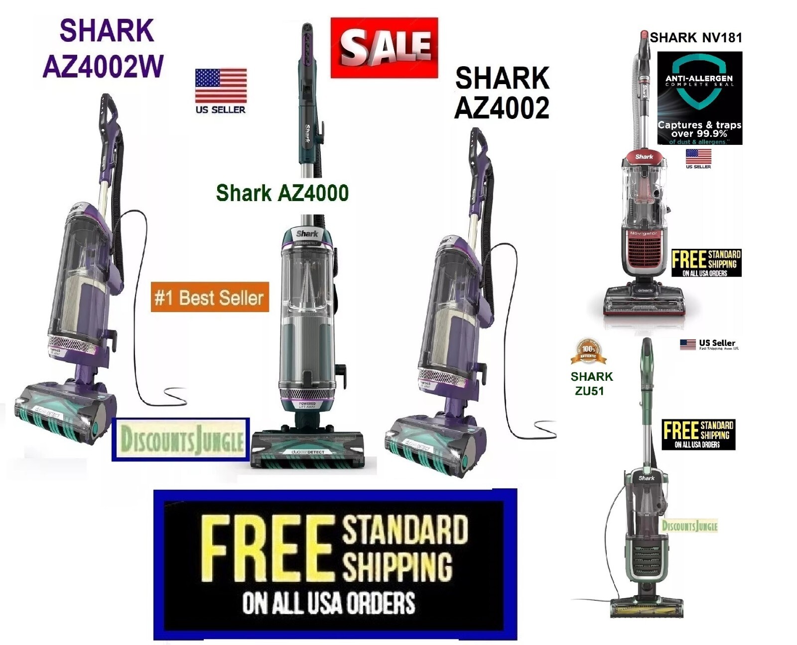Shark POWERDETECT Upright Vacuum Self Cleaning Brushroll Duoclean Odor Powerful
