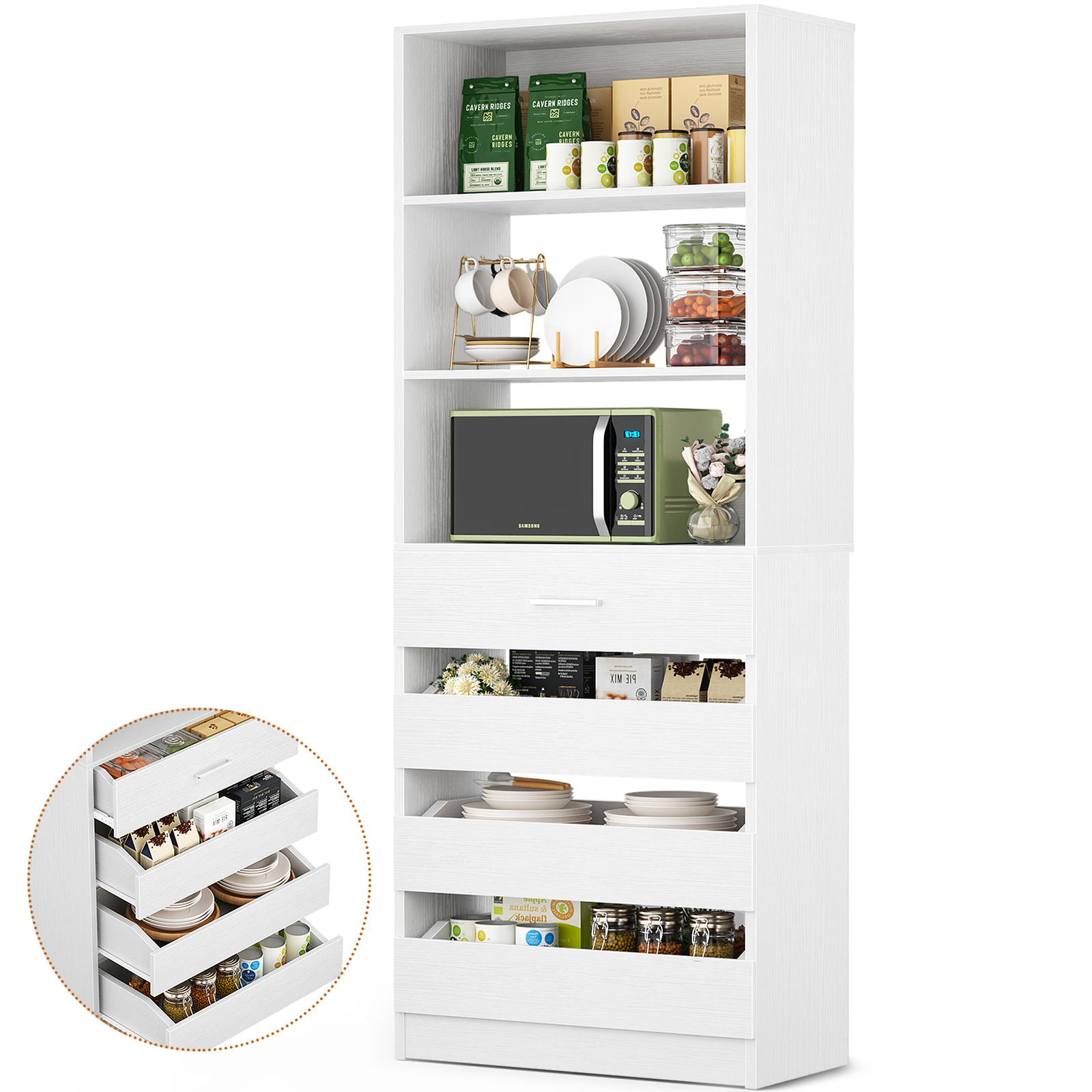 21.3” Freestanding Closet System with 4 Wood Drawers and 3 Storage Shelves