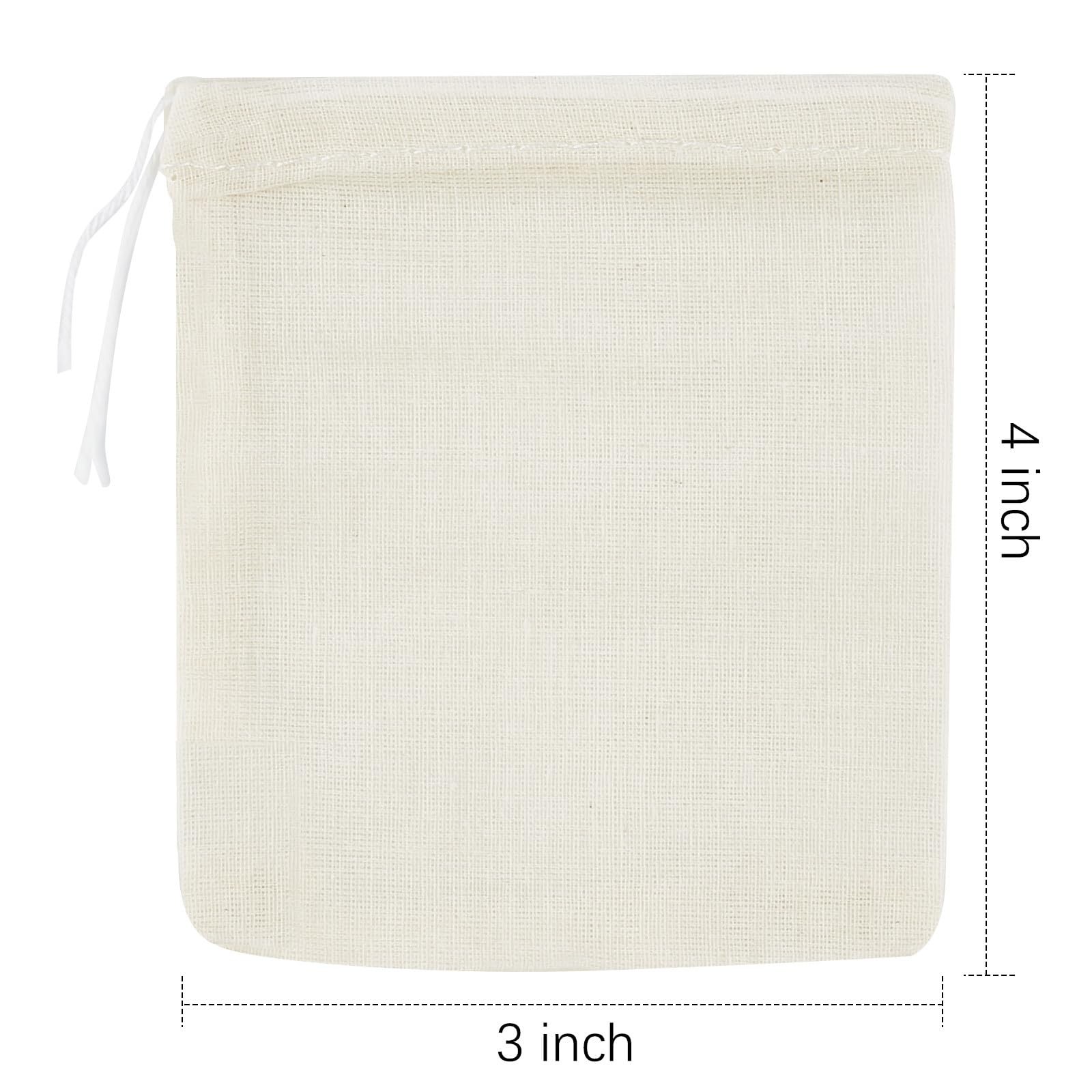 TUZAZO 50 Pcs Muslin Bags with Drawstring 3 x 3×4 inch, 50 pcs, Nature color