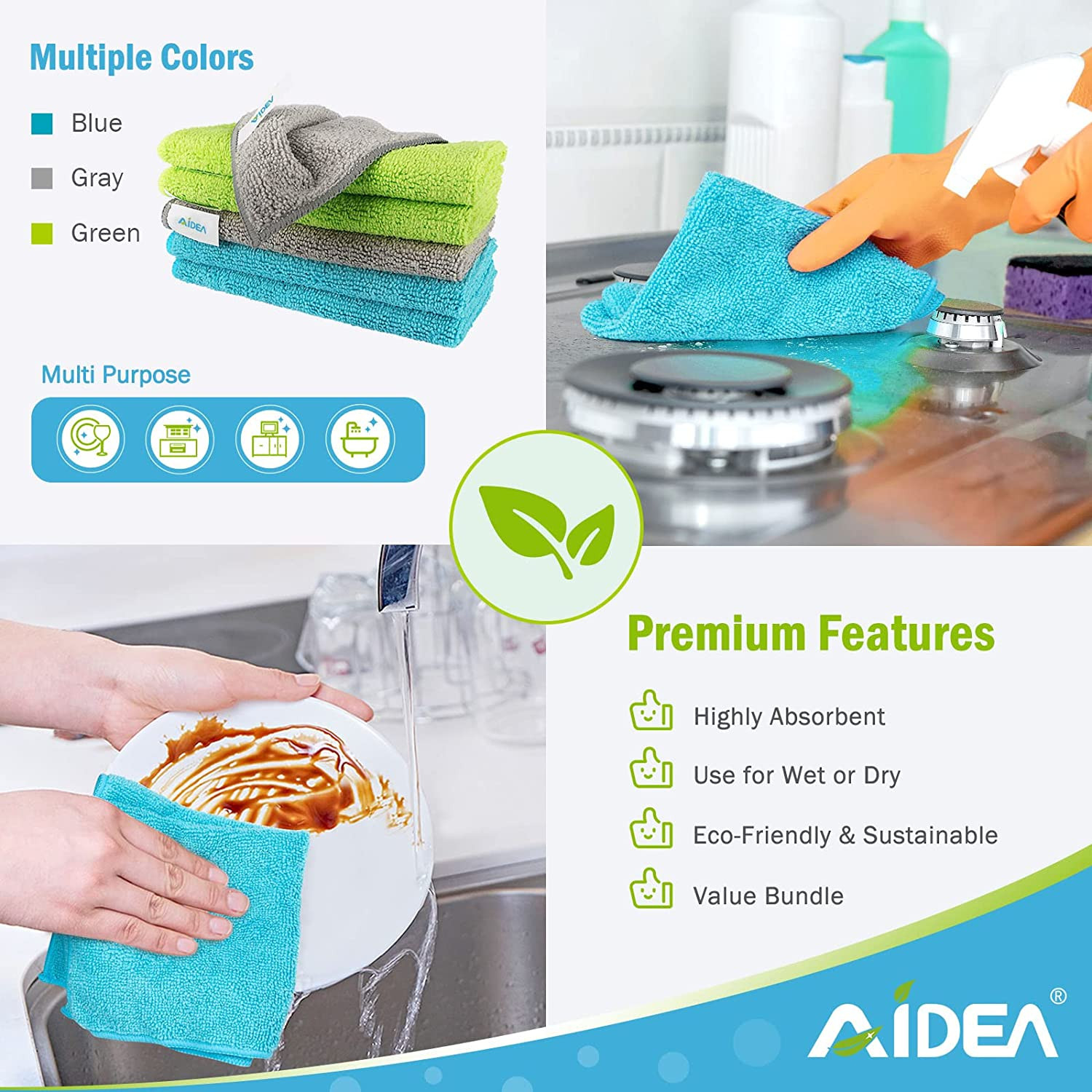 AIDEA Microfiber Cleaning Cloth-100Pk, Soft Microfiber Towels for Cars, Absorben