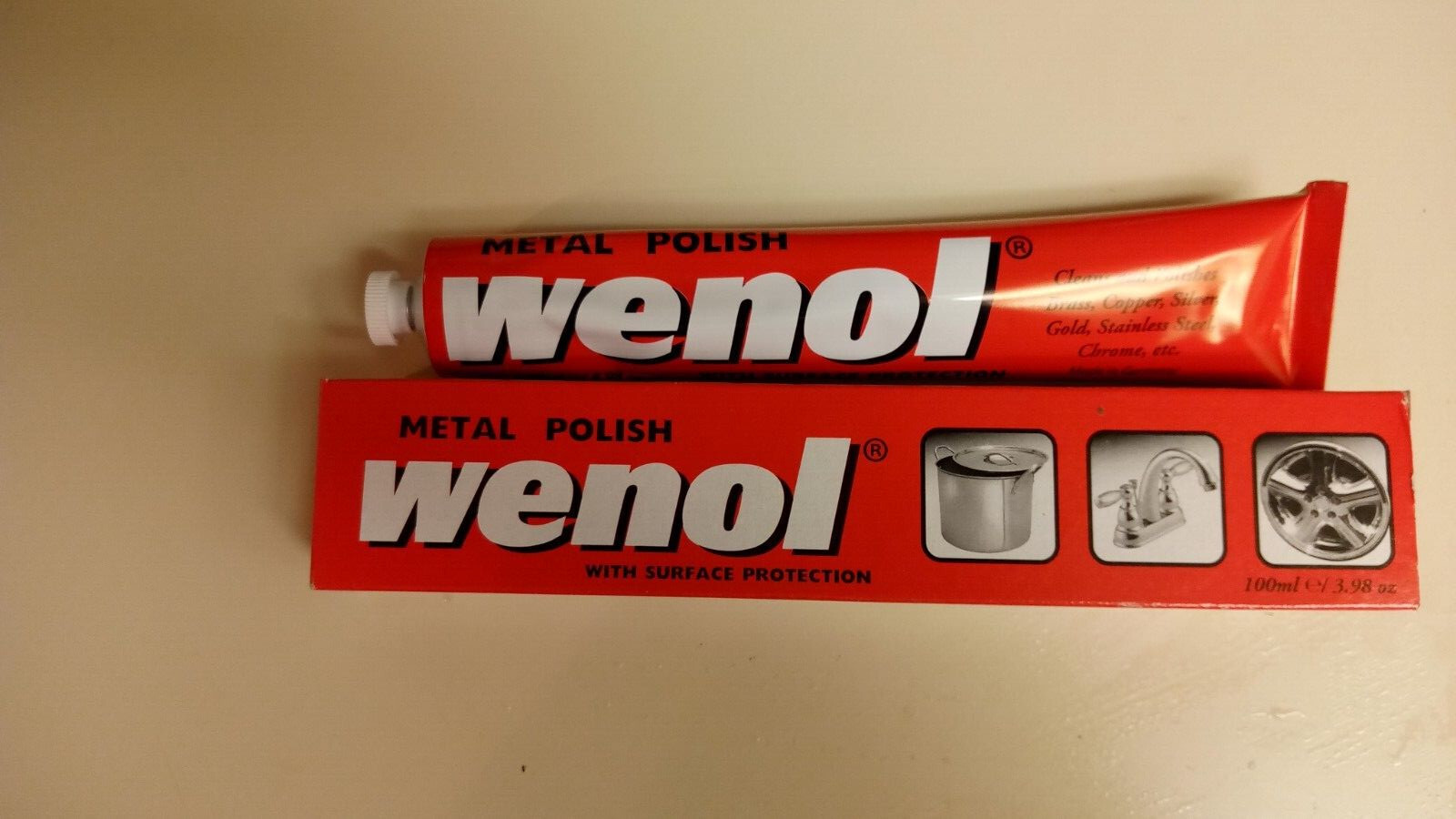 Wenol Metal Polish with Surface Protection, 100mL / Red Box ..New