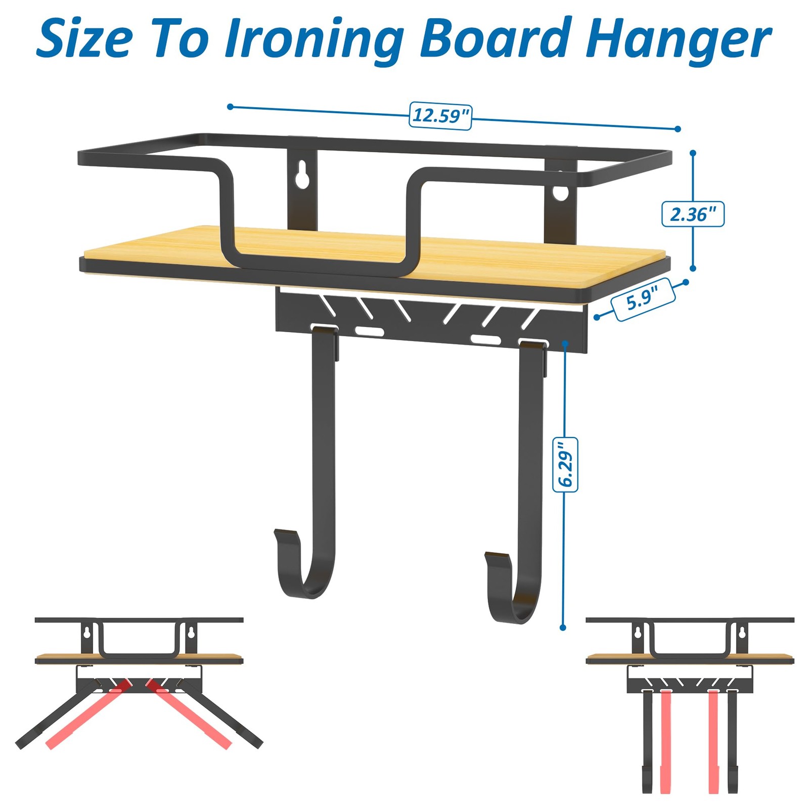 efluky Ironing Board 12.59″ L x 5.9″ W x 2.36″ H (32cm x 15cm x 6cm), Black
