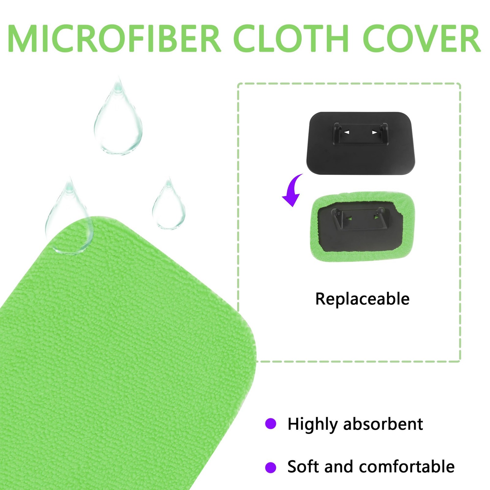 Car Windshield Cleaning Tool Microfiber with 4 Washable and Reusable Cloth Pad