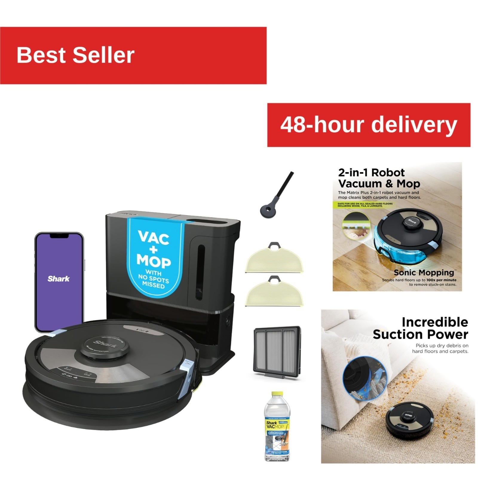 Shark AI Ultra 2-in-1 Robot Vacuum & Mop, Wi-Fi, Self-Emptying Base