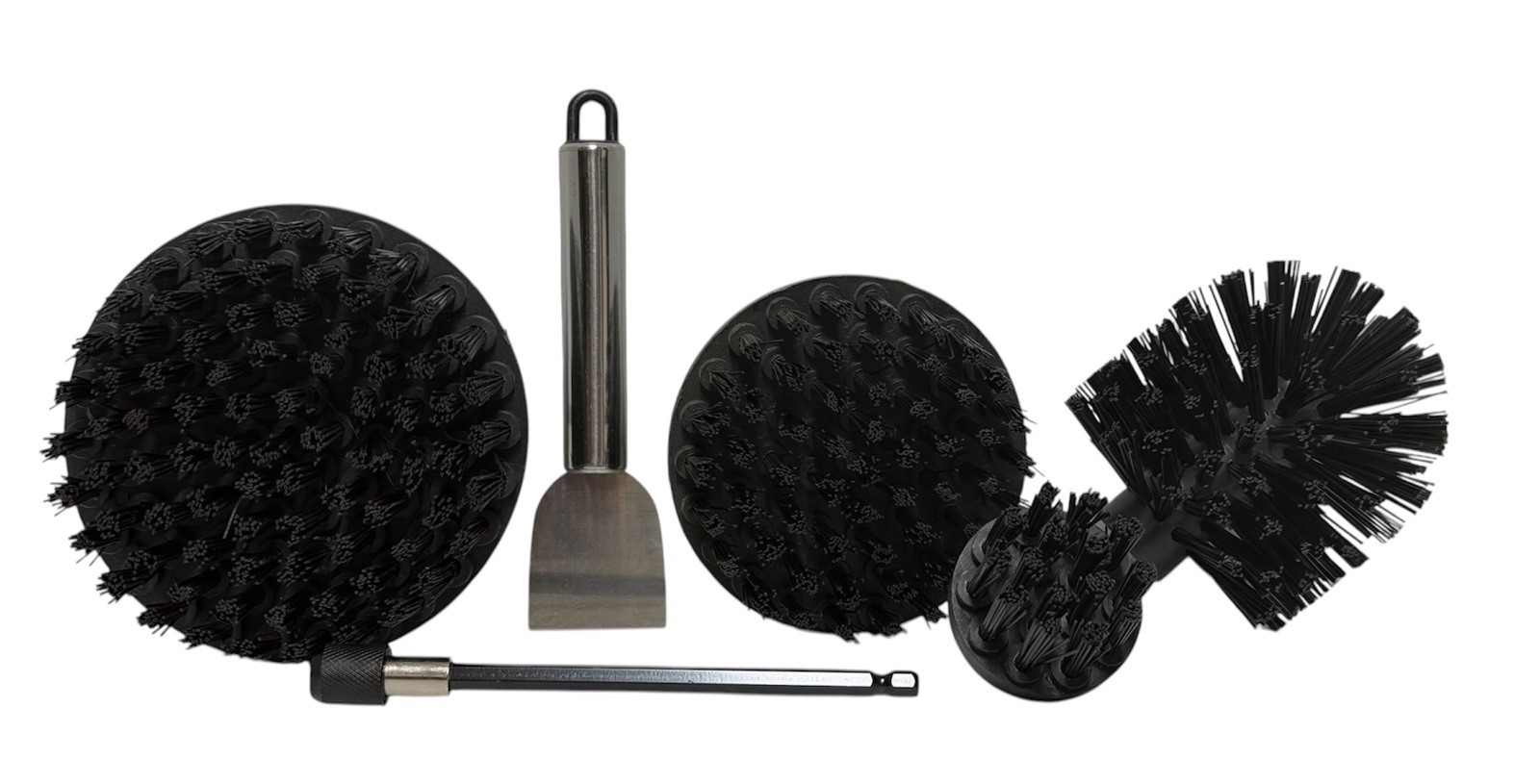 Drill Brush Power Scrubber- 6 Piece Black Drill brush Ultra Stiff, Heavy Duty