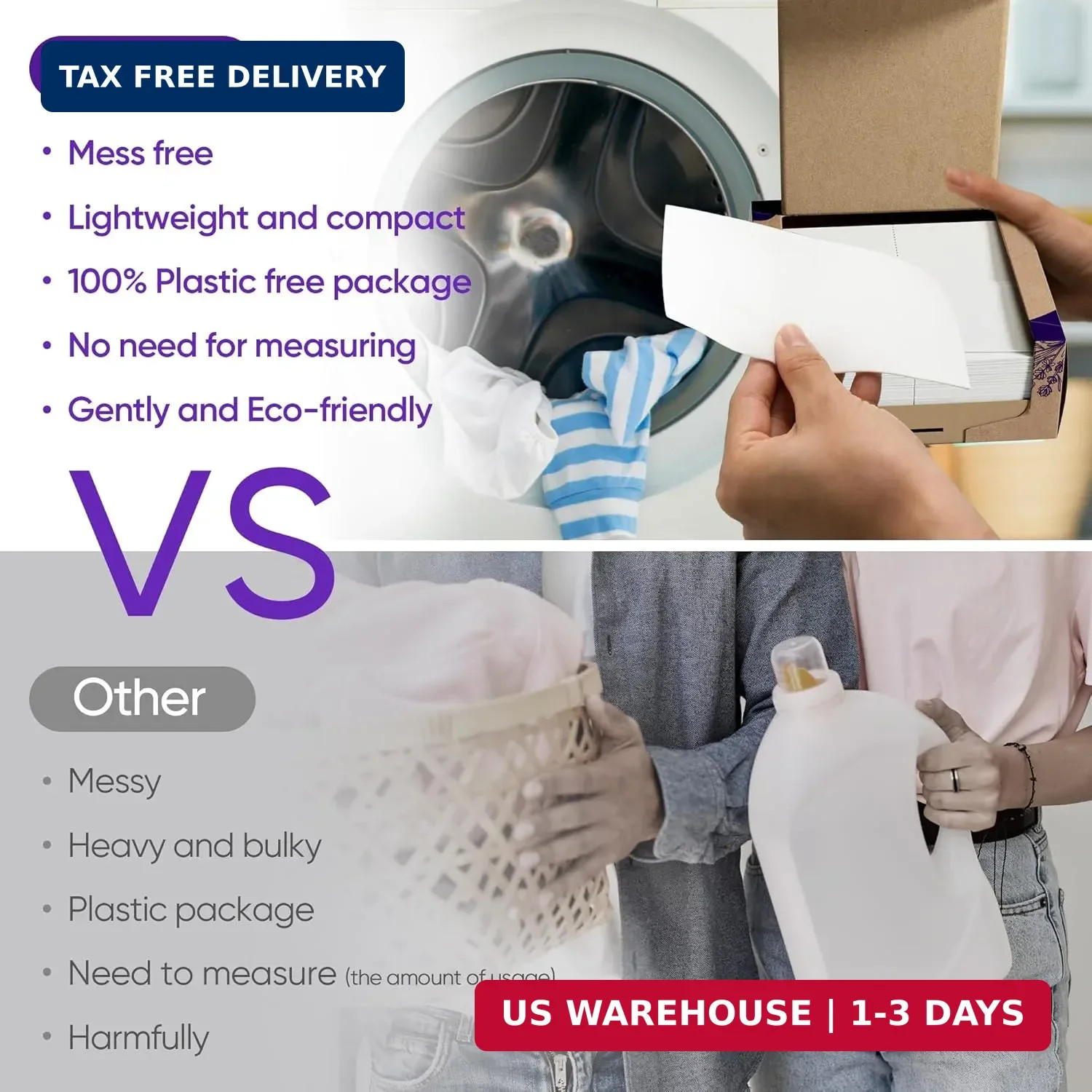 Lavender Laundry Detergent Sheets Travel Eco-friendly 300 Loads Fisroa Clothes W