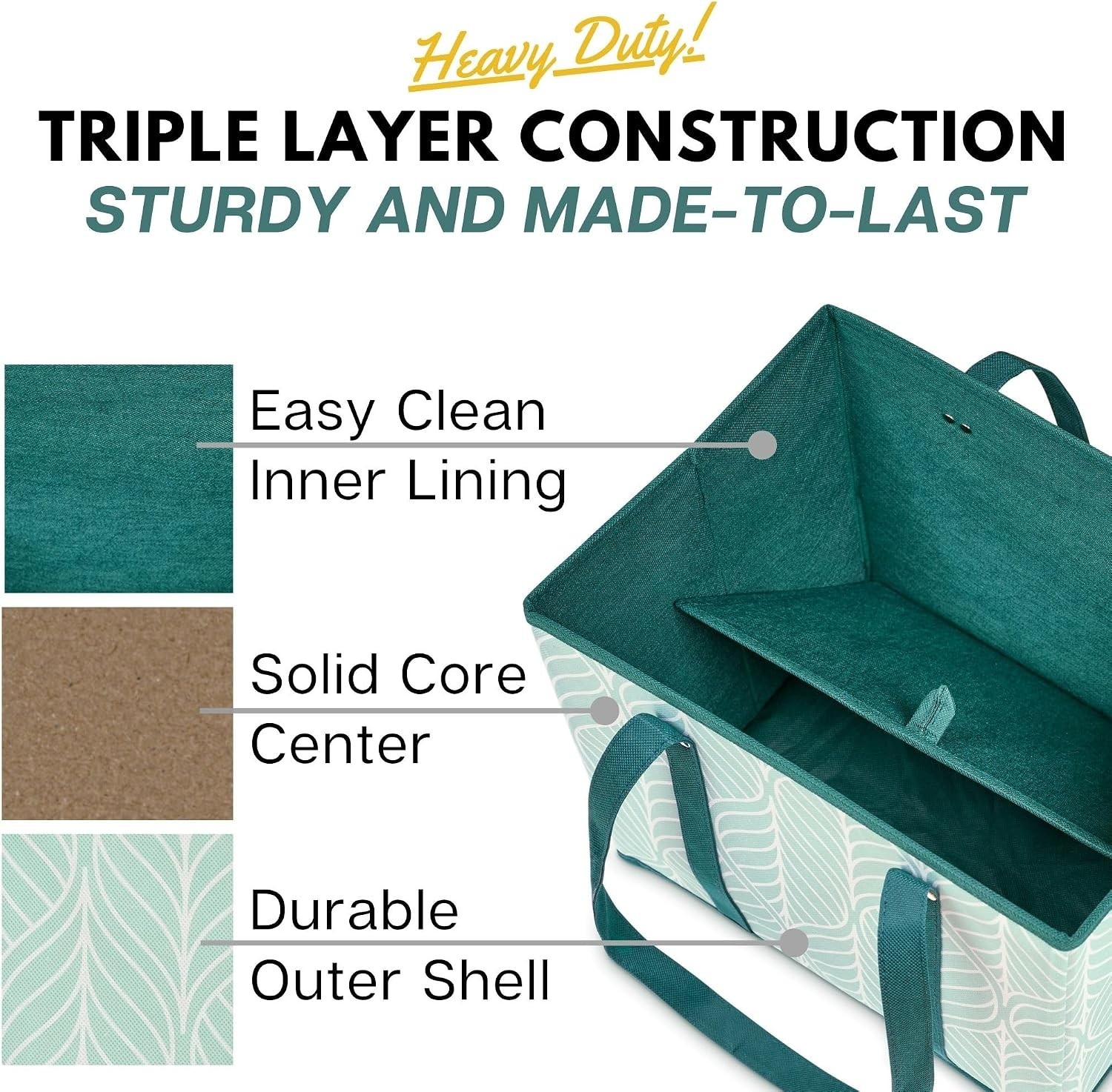 Reusable Canvas Grocery Bags with Triple Layer Design for Strength & Durability