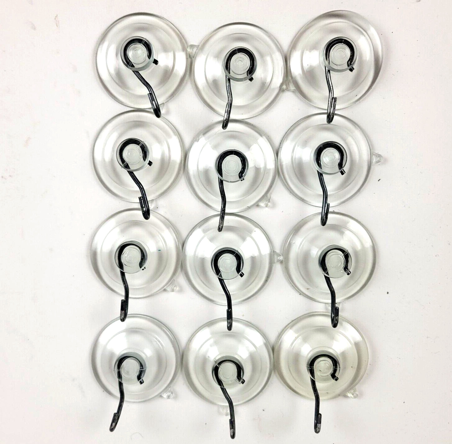 12 Pack 1-3/4 Inch 1.75″ Plastic Suction Cups with Metal Hooks Hook Decoration