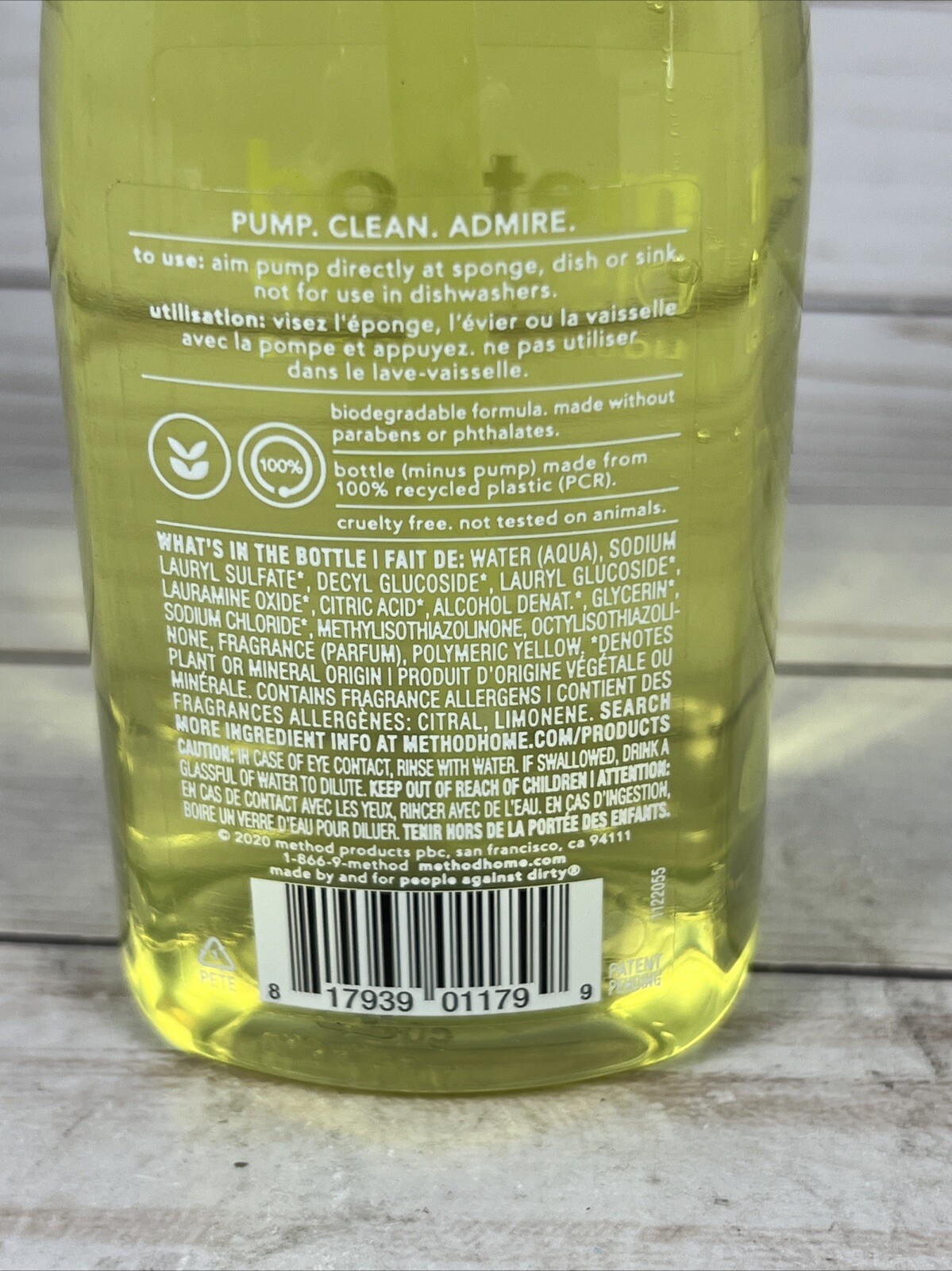 Method Liquid Dish Washing Soap Lemon Mint 18oz (2 Pack)