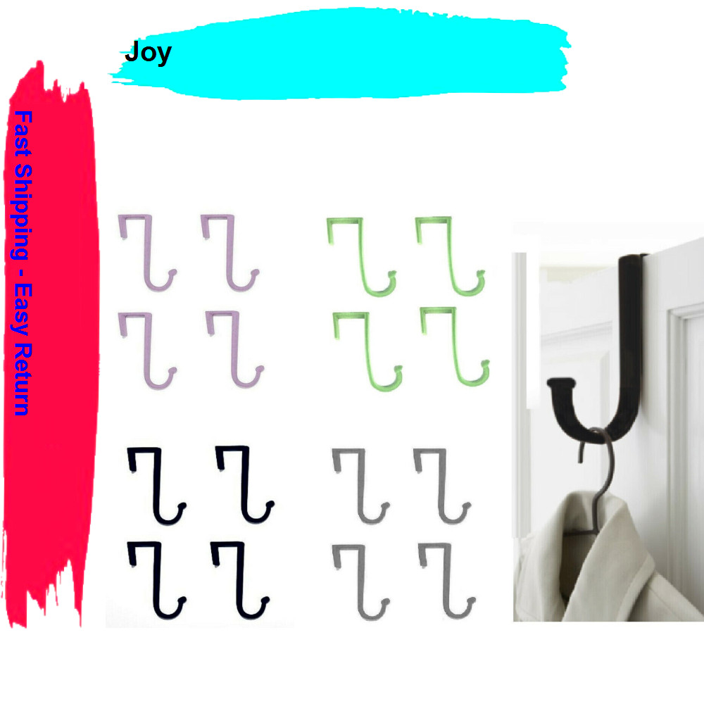 JOY Mangano Huggable Hooks 4-pack Over-the-Door Hooks, Black