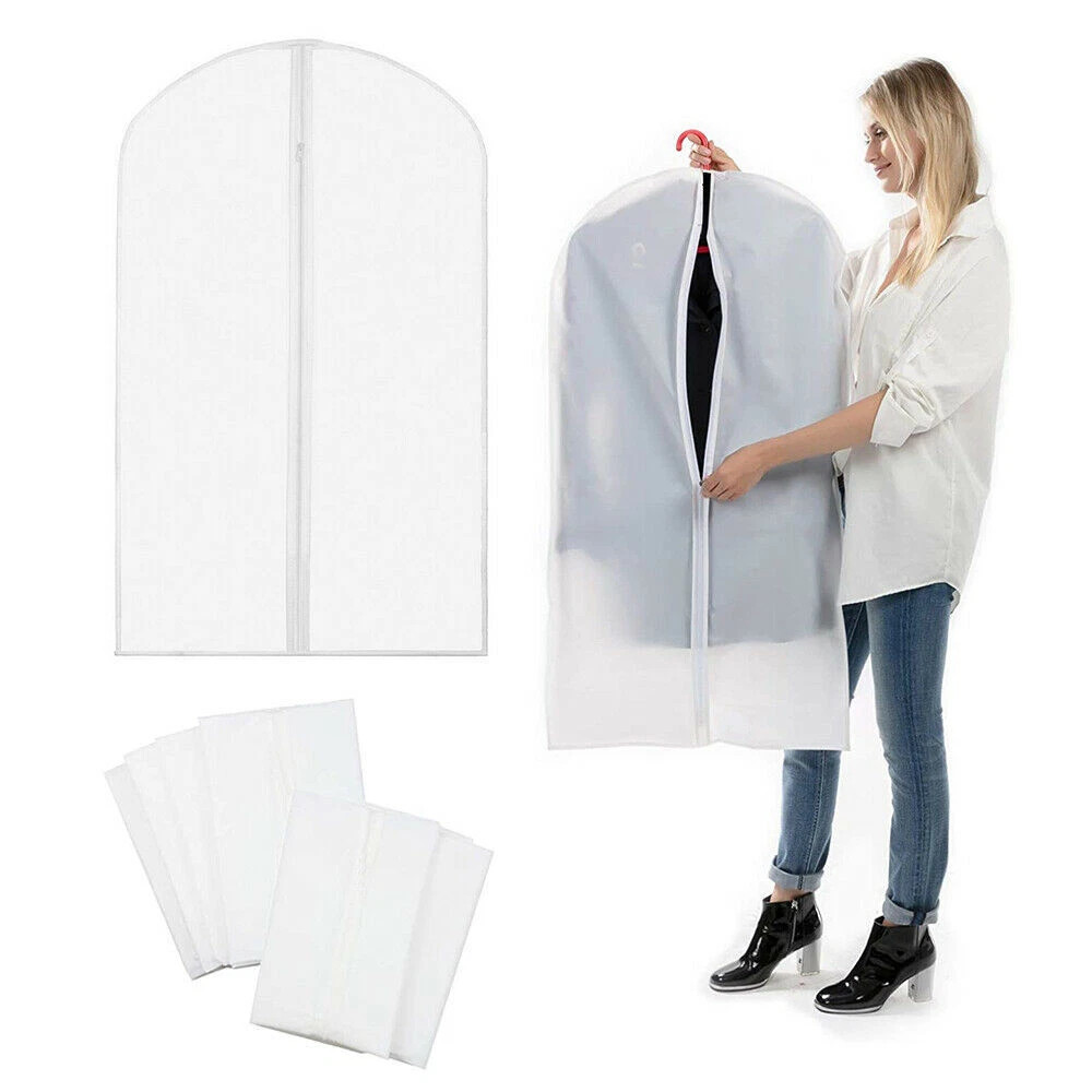 4Pcs Clothes Coat Protect Garment Cover Bags Suit Storage Bags Zipper Dress USA