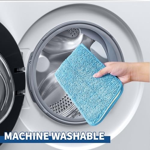 18″ Microfiber Flat Mop with Stainless Steel Handle, 360° Spin, 2 Washable Pads