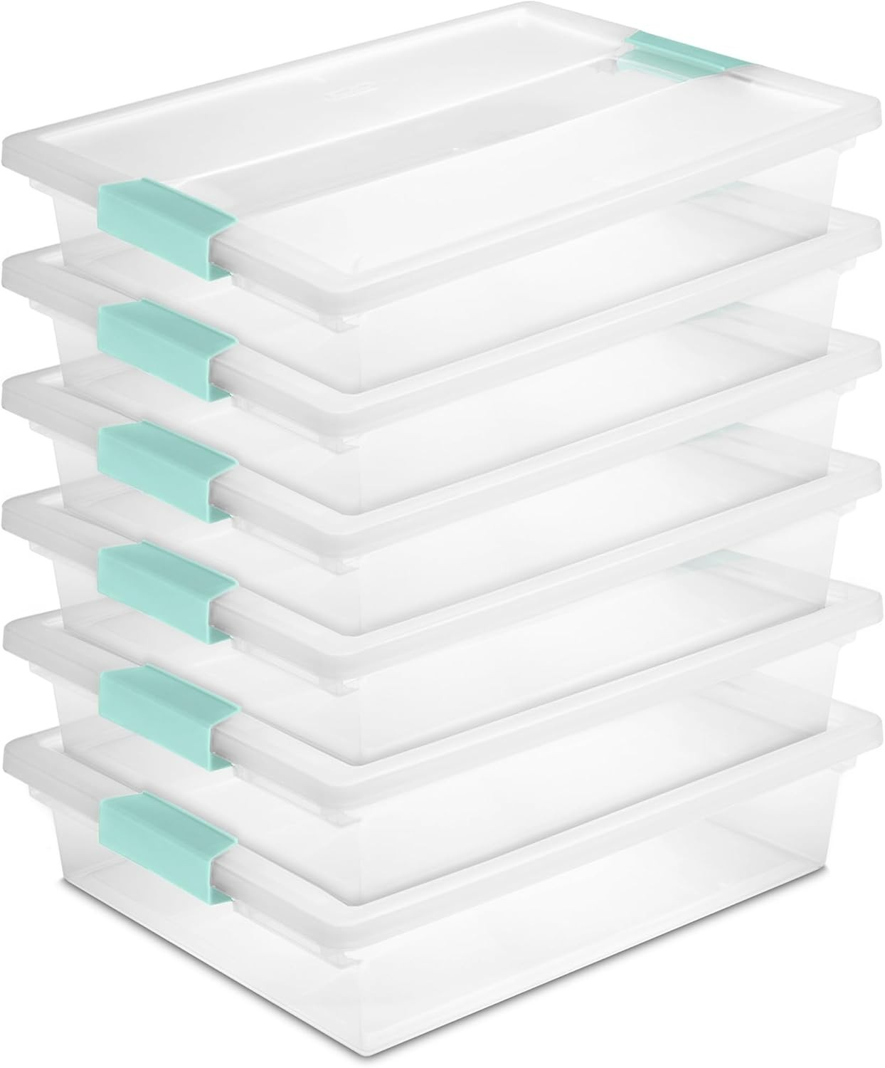 Effortless Storage Solutions: 6-Pack Large Stackable Bins with Latching Lids