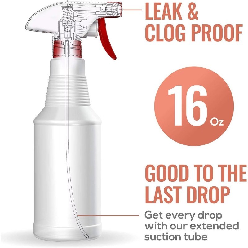 Spray Bottle (4 Pack,16 Oz), Commercial Grade, Industrial, Household Use