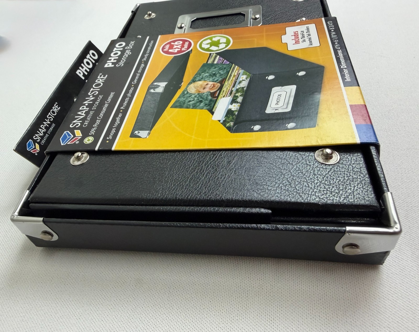 Pair of Snap N Store – Photo Storage Box – Black – 4×6 Photos Organizer – New