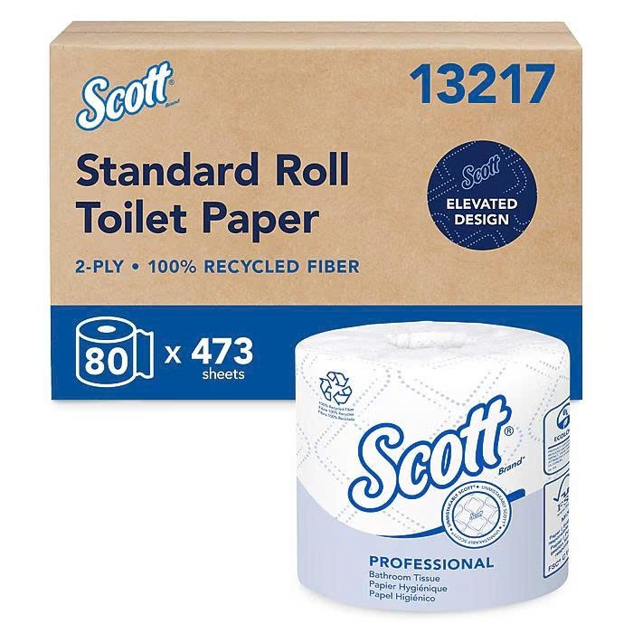 Scott Professional Recycled Toilet Paper 2-Ply White 473 Sheets 80 Rolls