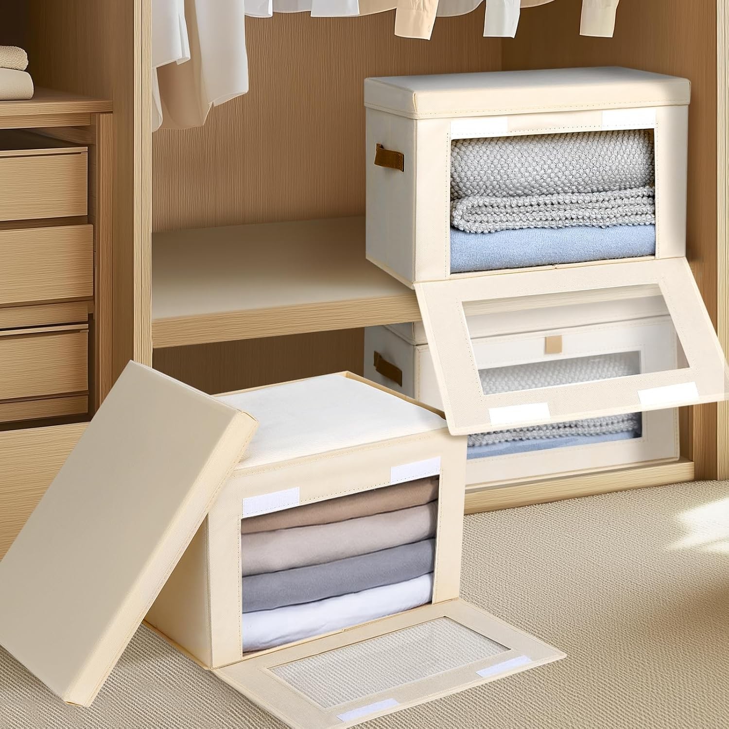 Large Closet Storage Organizer – Clothes Storage Bins with Handles & Window, …