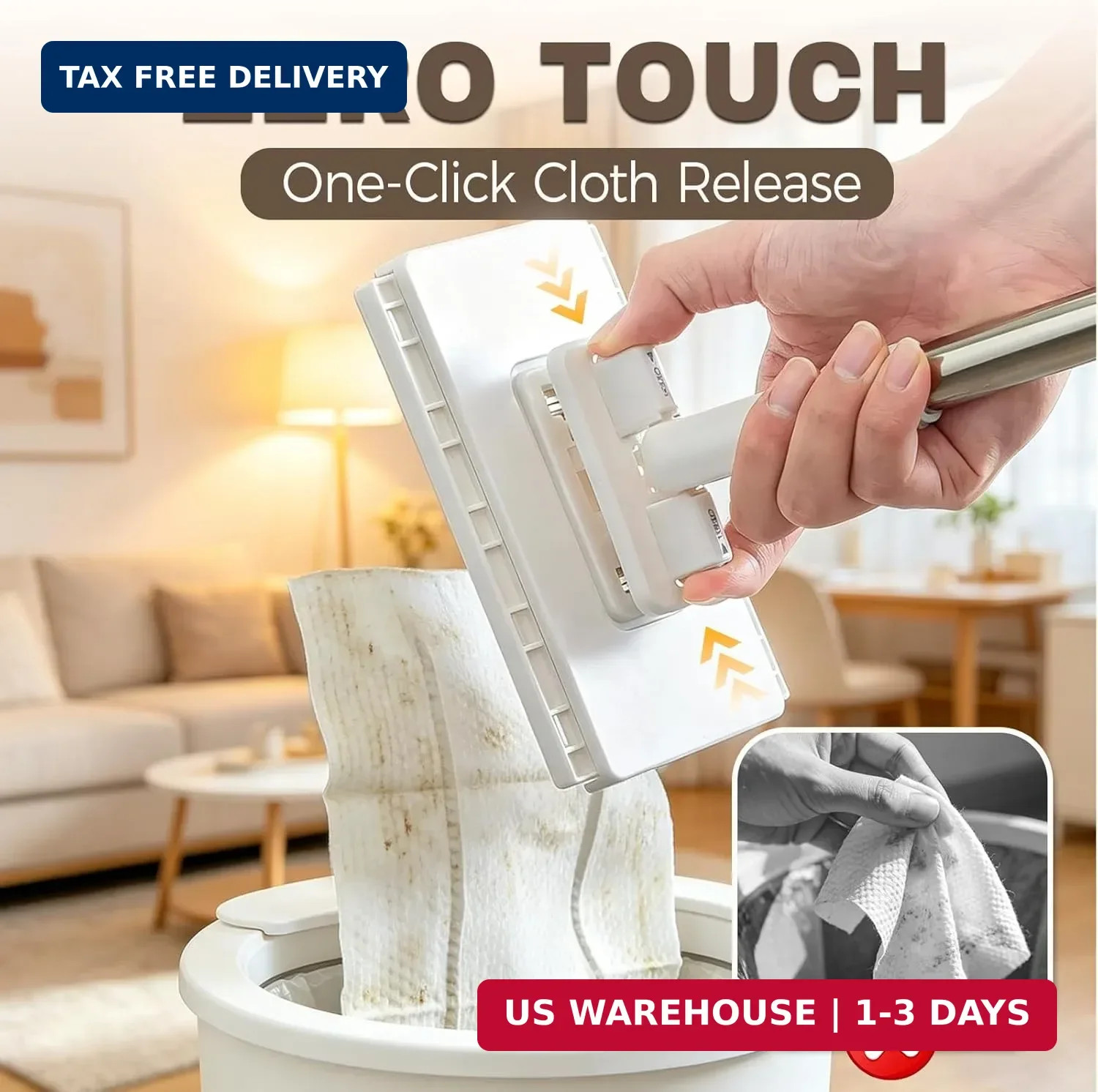 Hands Free Flat Mop, Snap Grip Mini Mop, Cloth Changing Mini Mop | Zero Touch Ga