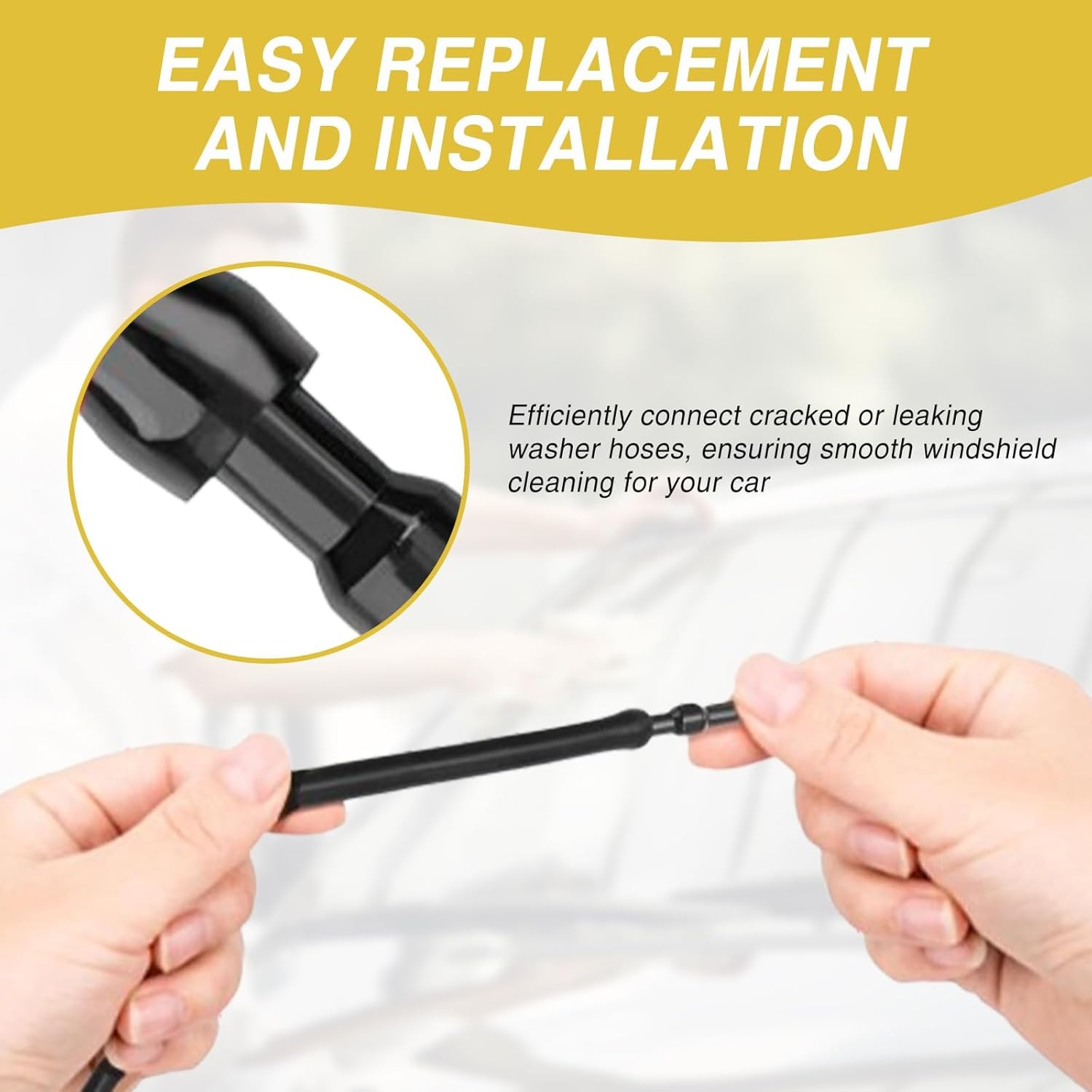 20PCS Universal Windshield Washer Hose Connectors, 2-Way I-Type Wiper Black