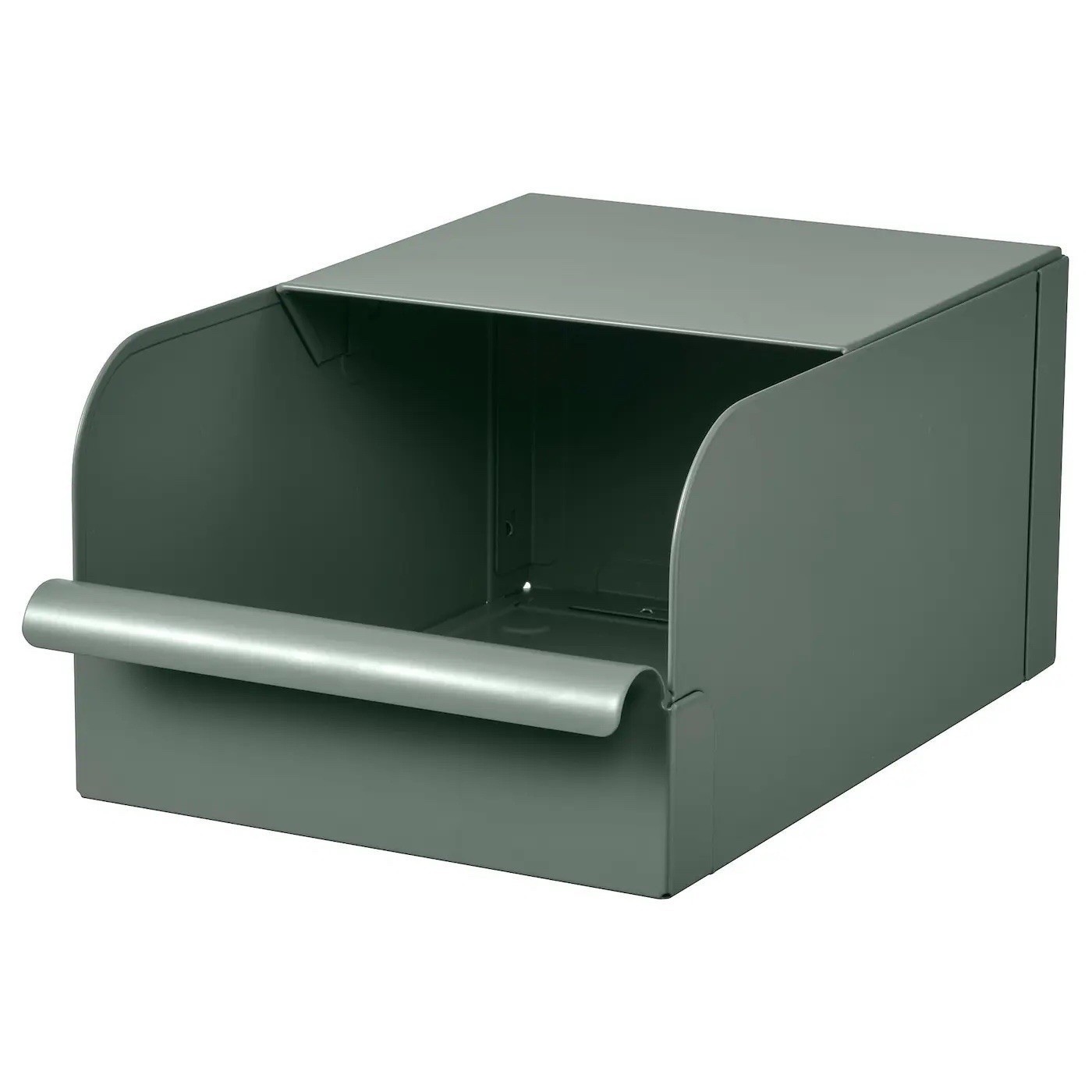 1x IKEA Rejsa Storage Box Metal Bin Gray Green 7”x 9¾ ”x 5” Article # 004.577.92