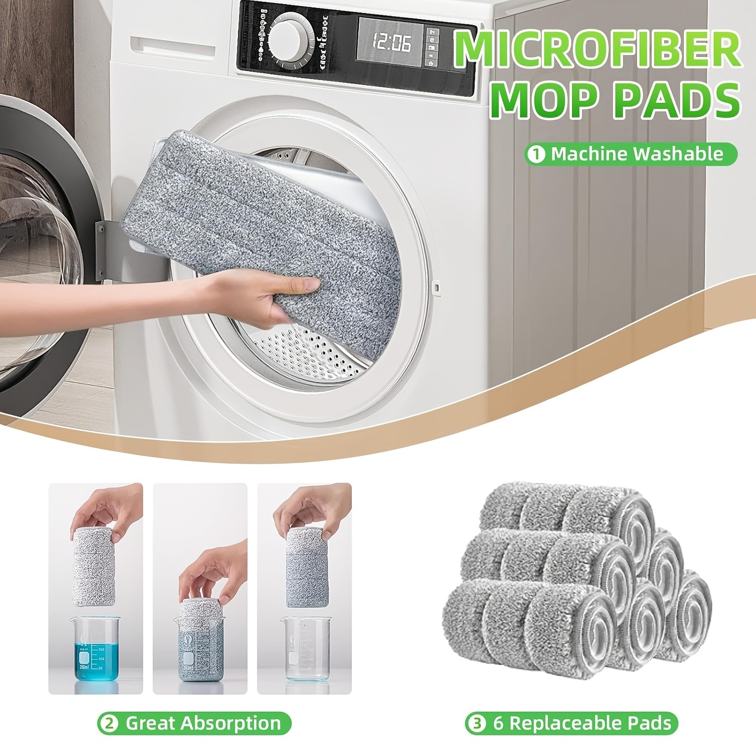 1 Set, Comes With 6 Replaceable Microfiber Pads, Household Mop And Bucket Set, H