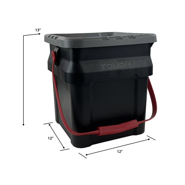 (2 pack) Hyper Tough 5 Gallon Heavy Duty Plastic Material Bucket Tote,Adult