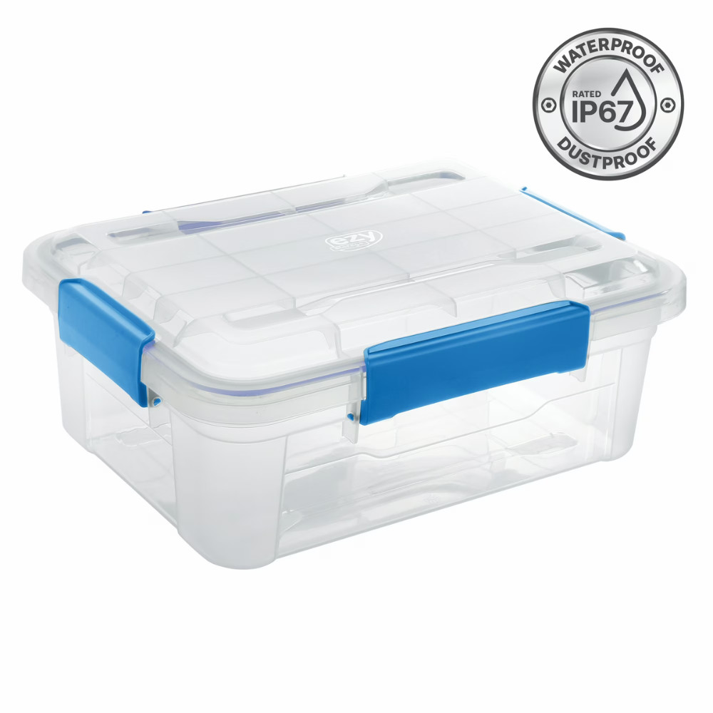 6 Pack Ezy Storage Waterproof Box, 3Gal 12Qt 11.4L, IP67 Sealed Tote Organizers