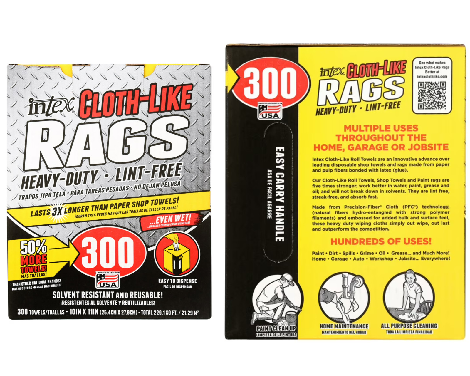 Cloth-Like Rags in a Box 600 Towels, 10″x11″ Heavy-Duty Trapos Tipo Tela