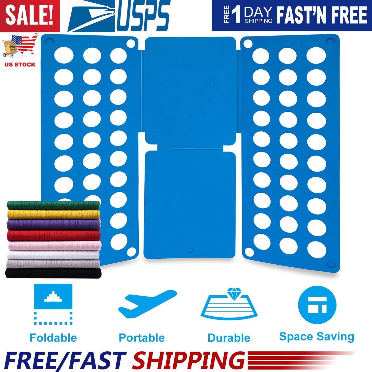 Adjustable T-Shirt Clothes Fast Folder Folding Board Laundry Organizer For Adult