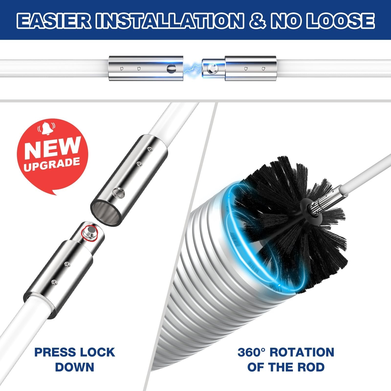 Dryer Vent Cleaner Kit 32 ft Flexible Lint Brush Drill Attachment PetOde