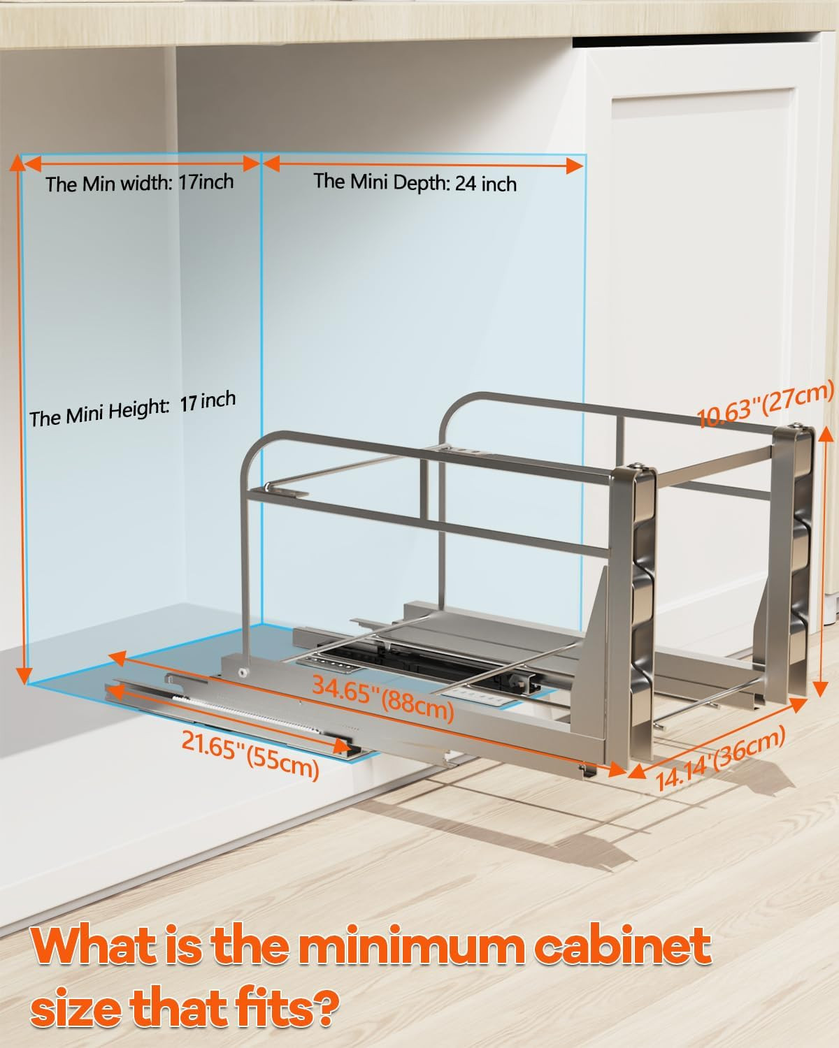 Under Cabinet Dual Pull Out Trash Can Kit for Kitchen – 17″W x 24″D Required