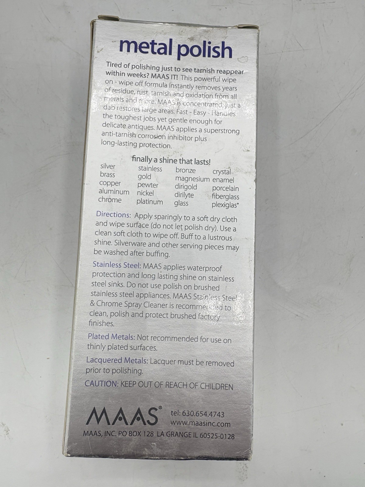 MAAS Metal Polish 4 oz French Lavender Sealed All Metals USA