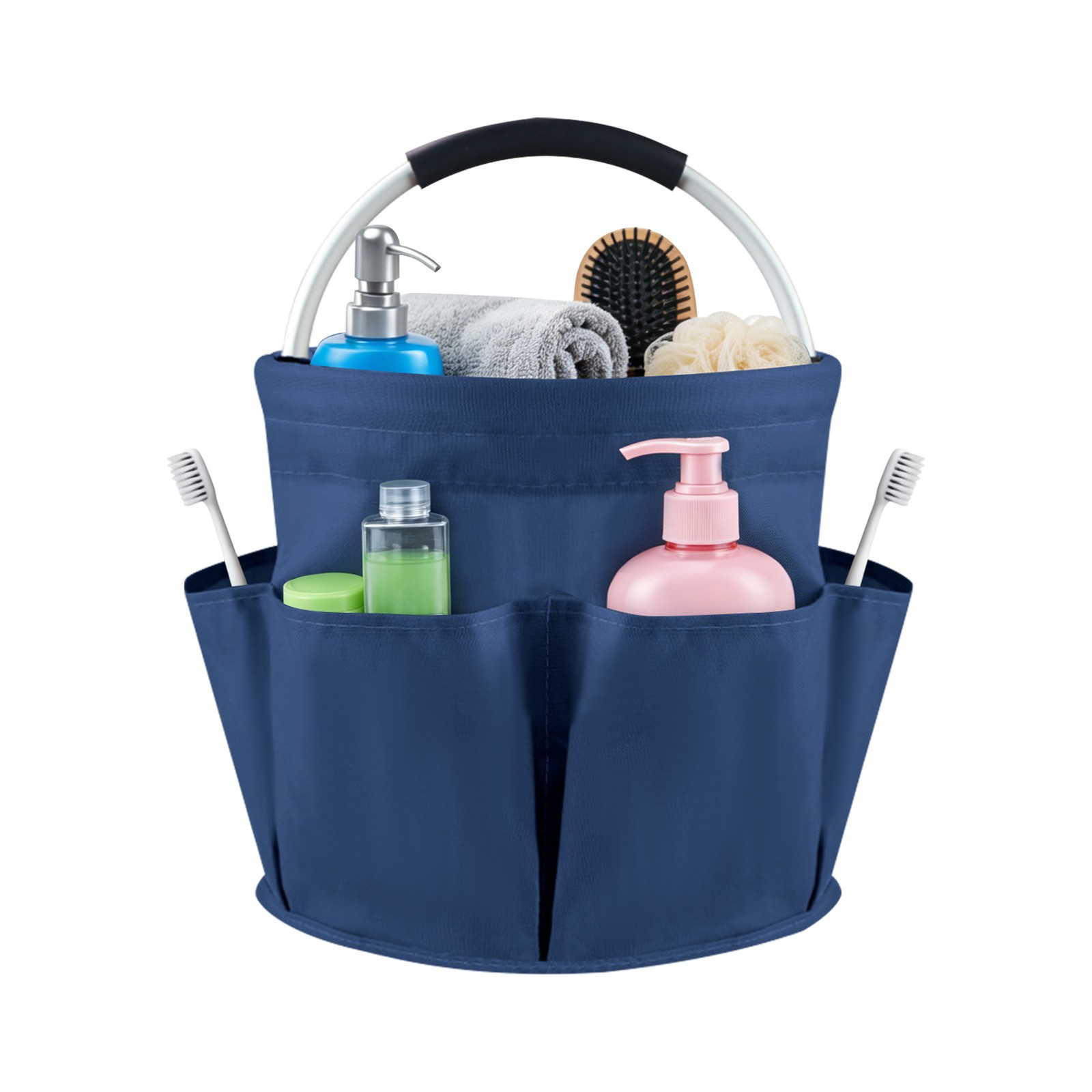 Foldable Cleaning Caddy Oxford Cloth 6 Pockets Navy Blue Storage Basket