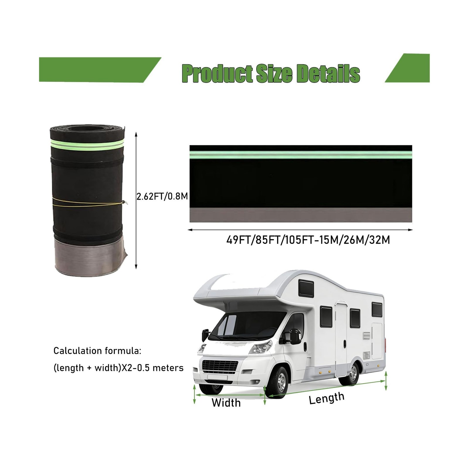 RV Skirting with Combination Lock, 85ft Lx2.6ft H Travel Wheel Skirt, Heavy D…