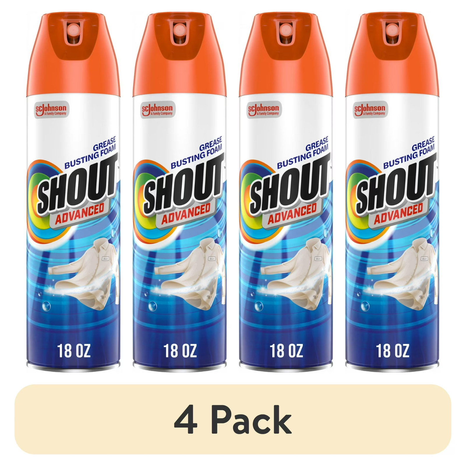 Shout Advanced Grease Busting Foam, Laundry Stain Remover for Oil and 18oz Can