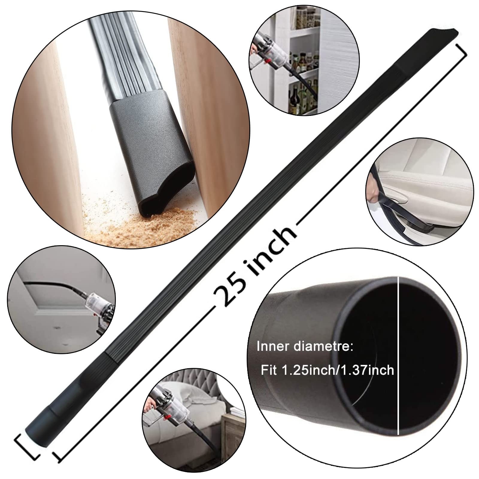 12Pcs Universal Vacuum Attachments Set – Wet Dry Hose Adapters, Hair Brush & Cre