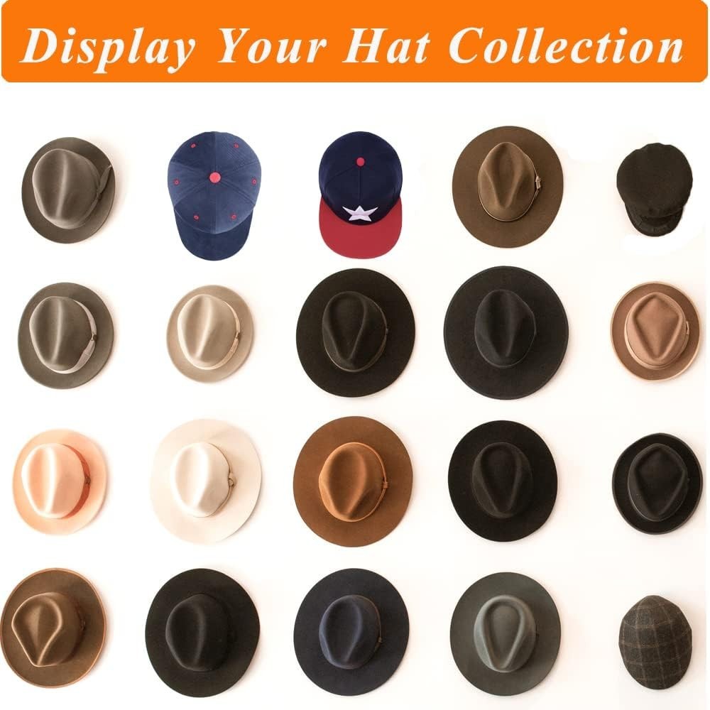 Adhesive Hat Hooks Hat Hangers 10lbs Sticky Wall Rack for Baseball Caps, Buck…