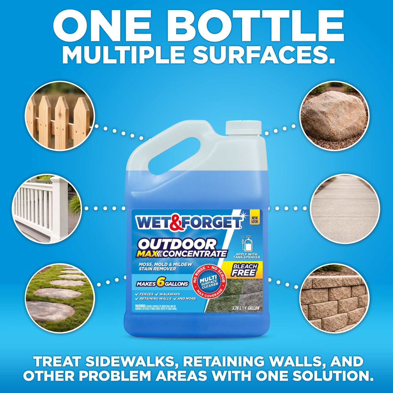 Wet&Forget Outdoor Moss, Mold, Mildew, and Algae Stain Remover Concentrate,128oz